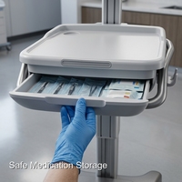 Faites confiance au chariot de travail mobile robuste pour ordinateur médical de type chariot d'hôpital de Keling Medical