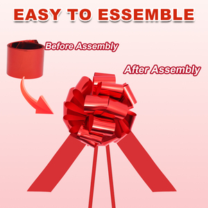 बड़े 16 इंच प्लास्टिक लक्जरी फैशन पुष्प धातु लाल पुल स्ट्रिंग धनुष जन्मदिन क्रिसमस के लिए शादी कार दरवाजा सजावट - Product Image 4