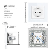 Prise et interrupteur design EU français 230V 16A, prise murale électrique intégrée