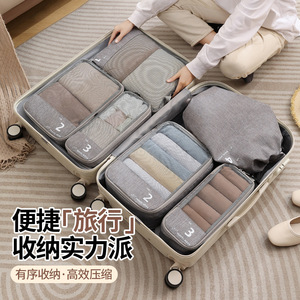 Cationic Travel Compression Kit 6-Piece Clothing Organizer Set For Home And Travel Solid Color Polyester Rectangle - Product Image 1
