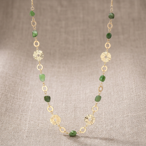 Collier Bohème Tendance Géométrique en Pierres Naturelles avec Chaîne Plaqué Or, Bijou Fait Main pour Femme, Idéal Cadeau, Vente en Gros - Product Image 3