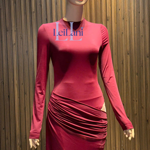 Elegant Regular Sleeve Ruched Maxi Dress-Sexy Cut-Out Waist Bodycon High Street Style Evening Wear for Women Cotton Spandex - Product Image 1