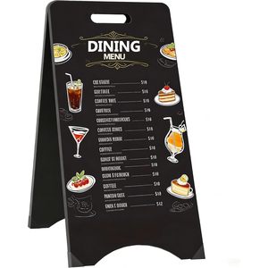 Tableau noir en bois double face en forme de A pour menu de café, bar, restaurant, événement, mariage, présentoir de sandwichs sur trottoir - Product Image 6