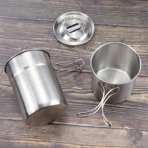 Small 700ml + <b>Large</b> 1000ml stainless steel camping <b>mugs</b> 2 pieces kit <b>set</b> - Product Image 2