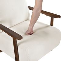 Chaise d'Appoint Design Moderne 1 Pièce Coussins de Siège en Velours Côtelé Beige Meubles de Salon en Bois Massif