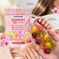 Ausreson OEM Gummies 3D au Collagène et Biotine, Vitamine C, Complément Éclaircissant pour la Peau, Saveur Fruitée, Protéine Naturelle, Bonbons Gélifiés 3D pour la Peau