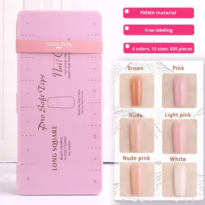 Puntas <span class=keywords><strong>de</strong></span> Uñas Postizas PMMA <span class=keywords><strong>de</strong></span> Media Cobertura, Forma Almendrada, en Caja <span class=keywords><strong>de</strong></span> 600 Piezas, Color Nude, Ultrafinas, Adhesivos Invisibles - Product Image 3