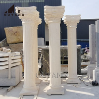 QUYANG Casa de lujo moderna Villa Decoración Beige Piedra natural Pilar Diseño Mármol Columna Romana