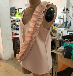 Camicette da donna estive con scollo a V camicette Casual Sexy con volant a camicia senza schienale con spalline da <span class=keywords><strong>ufficio</strong></span> senza maniche - Product Image 3