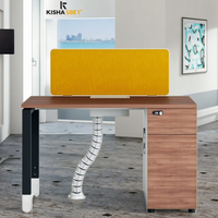 Meuble de bureau moderne avec rangement, poste de travail informatique réglable, cadre en acier, bois MFC, gain de place