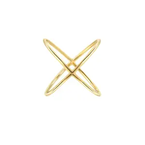 Simple 14k gold überzogene 925 sterling silber kreuz x ring designs