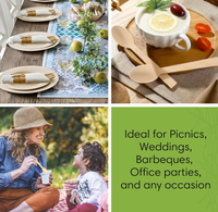Couverts en bambou biodégradables écologiques-Ensemble de couteaux à fourchette et cuillère jetables pour les fêtes