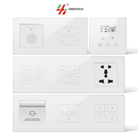 Système de contrôle intelligent de chambre d'hôtel Greentech, plaque de porte, ensemble de commutateurs intelligents, panneau de commutation en aluminium et verre, infrarouge, commande vocale