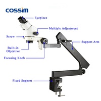 Simul-Focal 7X~45X Zoom Continuous Optical Electron Operating Laboratory Stereo Microscope with 360 Degree Universal Arm