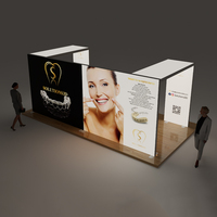 Stand d'exposition moderne modulaire 10x20 pi à LED rétroéclairé avec graphique SEG, portable, à sublimation par transfert thermique, pour événements promotionnels et salons professionnels