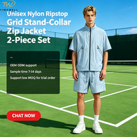 Ensemble 2 pièces unisexe en nylon Ripstop : Veste zippée à col montant et short de protection solaire à séchage rapide avec taille élastique – Survêtement d'extérieur OEM