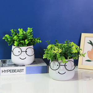 Nouveaux designs <span class=keywords><strong>petit</strong></span> planteur de fleurs en céramique visage humain avec lunettes jardinières décor à la maison produits pour la maison intelligente tête planteur Pot - Product Image 4