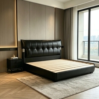 Lit Double King Size Moderne de Luxe pour Adulte et Fille, avec Cadre Rembourré en Tissu Doux et Design Capitonnée