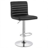 Tabouret de bar ergonomique moderne JOHOOFURNITURE en cuir PU noir, pivotant, hauteur réglable, base ronde chromée, structure en acier, pour bar à domicile