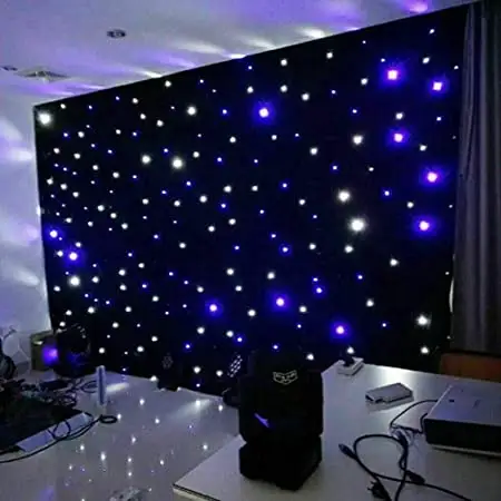 Cortina de tela de cielo estrellado RGB, telón de fondo para escenario, discoteca, DJ, boda, estrella, luz Led con Control DMX para Decoración
