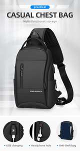 Bolso de hombro tipo bandolera informal de alta calidad, bolso de pecho con puerto de carga USB, Salida para auriculares - Product Image 2