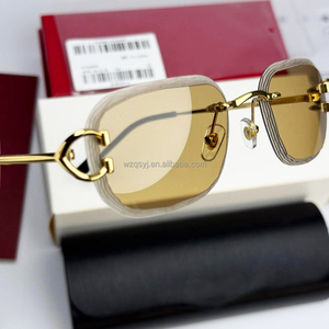 Occhiali da Sole Designer 2026 per <span class=keywords><strong>Uomo</strong></span> e Donna, Senza Montatura con Taglio a Diamante, di Tendenza, con Etichetta e Ricevuta, con Scatola - Product Image 2