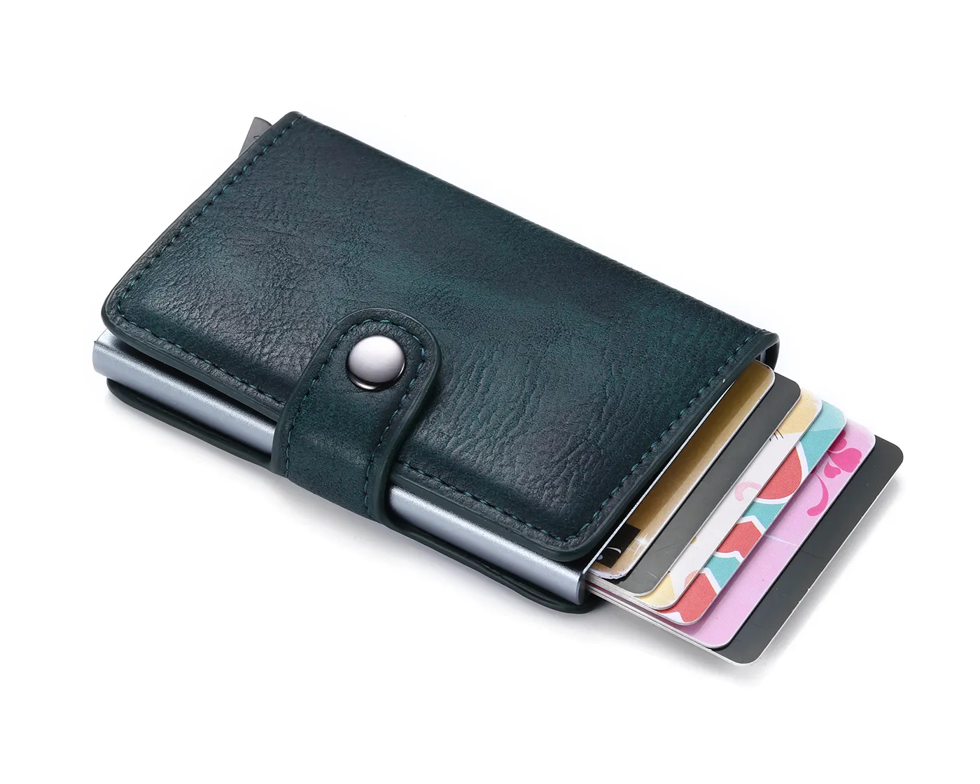 Rfid Blocking Card Holder Leather Men Women Antitheft Sliding Bank Business Cardholder Case Slim Pop Up Minimalist Wallet ZF