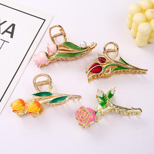 جديد تصميم زهرة شكل الشعر الديكور القرش الخلفي رئيس شعر مستعار لعمل تسريحة ذيل الحصان كليب المعادن الغردينيا أنيقة روز الزنبق النساء مشبك شعر - Product Image 4