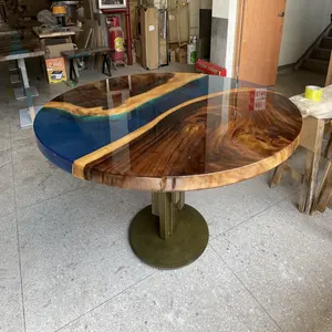 Epoxy Wood Dining Table Custom Made Order Epoxy Resin Wood Table Top Round Dining Table For Dining Room Furniture And Kitchen Furniture 4 Feet Diameter