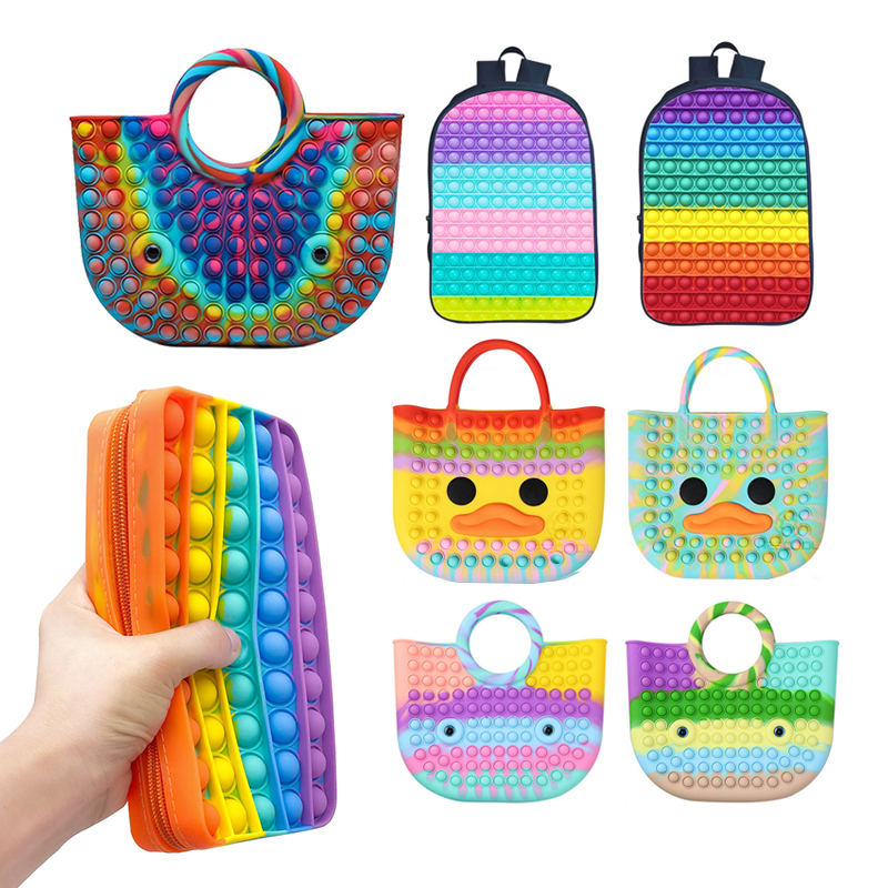 Популярные Пузырьковые игрушки от стресса, сенсорные новые сумочки, кошельки для женщин, модные женские силиконовые сумки с верхней ручкой, сумка-тоут через плечо