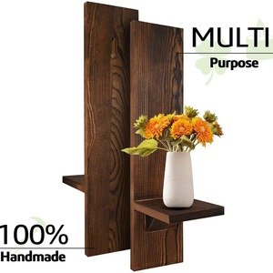 Wooden <b>Floating</b> <b>Candle</b> <b>Holder</b> Wall Mounted Minimalist Rectangle Living Room Decoration Rack - Product Image 4