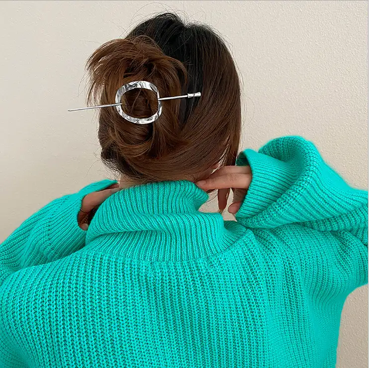 Moda ve basit retro metal bayan saç tokası geometrik şekil alaşım kadın saç ekler saç süsleri