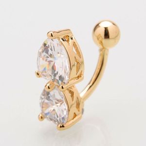 Joyas para piercing: Anillo de ombligo de cobre verde con circonita de doble corazón y corazón de melocotón - Product Image 5