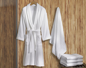 Migliore Vendita Bianco kimono di Cotone <span class=keywords><strong>Jacquard</strong></span> mens <span class=keywords><strong>Accappatoio</strong></span> Albergo con Tubazioni - Product Image 5