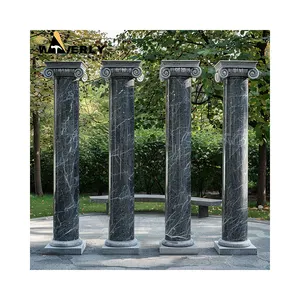 도매 하이 퀄리티 럭셔리 회색 화강암 대리석 실내 장식 기둥 높은 로마 기둥 장식 돌 로마 기둥
