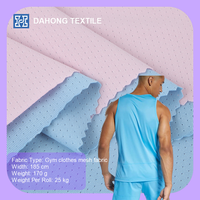 Tissu tricoté extensible en maille à œillets en nylon et élasthanne Dh N012, anti-transpiration, pour vêtements de sport d'été et débardeurs de gym