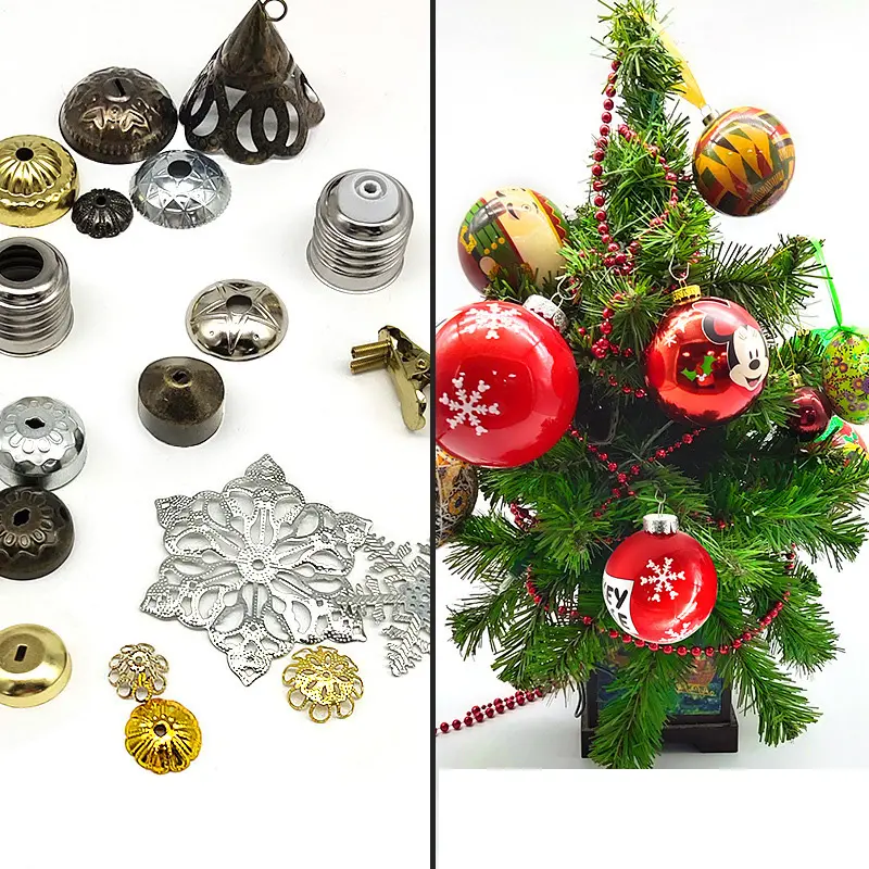 Accessori per l'albero di natale copertura per palline di natale copertura per ciondolo in metallo copertura per lampada a sfera per animali domestici vite per tappo in alluminio