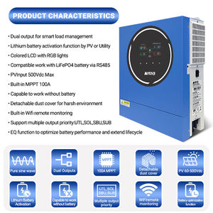 Inversor Solar Híbrido ANJ-4.2KW-24V-WIFI 24V On/Off Grid con Doble Salida 220/230VAC 120A 50/60Hz y Controlador de Carga Solar PV 60-500V - Product Image 4