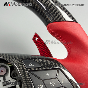 Volant en fibre de carbone personnalisé avec poignées rouges pour Mercedes-Benz C63 E63 GLA CLA AMG W204 W212 Classe C Classe E SL 2011-2015 - Product Image 4