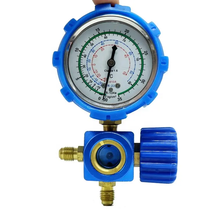 Heavy-duty Aluminum Alloy Valve Body Single Manifold Gauge With Sight Glass