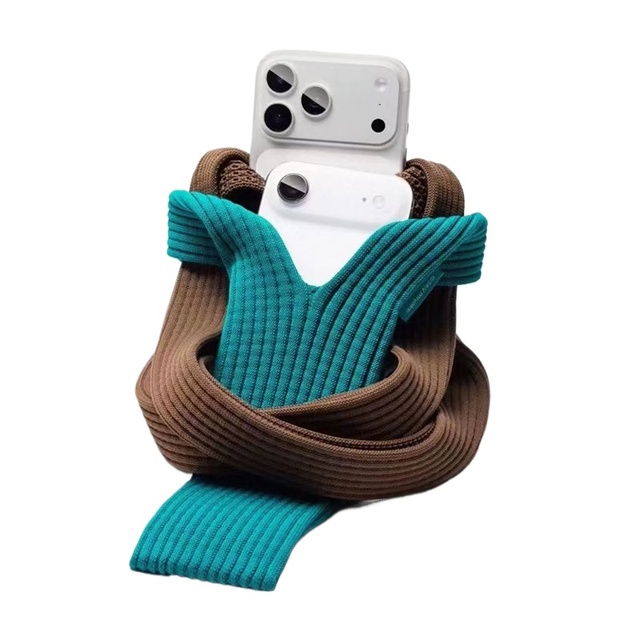 3D Knitted Phone Pocket Bag:  Miyake Style Crossbody Phone Pouch for Iphone