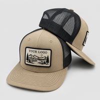 Casquette Trucker Kaki Tendance avec Patch Brodé Personnalisé, Dos en Maille Noire Respirant et Imperméable, Réglable pour la Chasse en Extérieur