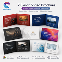 Brochure vidéo artisanale avec écran LCD IPS A5 de 7,0 pouces, 2 Go de mémoire et contrôle du volume, pour usine OEM/ODM