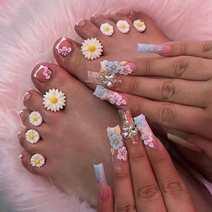 Juego de <span class=keywords><strong>Uñas</strong></span> Acrílicas con Diseño de Diamantes de Imitación, Lujosas y <span class=keywords><strong>Largas</strong></span>, para Manos y Pies, Ideales para Fiestas - Product Image 1