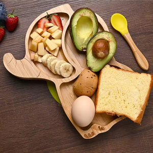 Plateau de petit-déjeuner de plateau de nourriture d'aspiration de bébé en bambou en forme d'animal adorable de haute qualité - Product Image 6