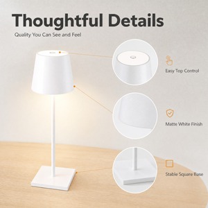 Boyid Modern Design USB Rechargeable LED <strong>Table</strong> Lamp 3-Color Night <strong>Light</strong> with Eye Protection for Home Hotel Bar Base - Product Image 2