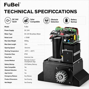 Abridor <span class=keywords><strong>de</strong></span> <span class=keywords><strong>Puerta</strong></span> Corredera Comercial Fubei <span class=keywords><strong>de</strong></span> 800 kg, DC24V, Carga Solar, con Batería <span class=keywords><strong>de</strong></span> Respaldo y Sistema <span class=keywords><strong>de</strong></span> Control por Aplicación Wifi <span class=keywords><strong>para</strong></span> Fábrica - Product Image 3