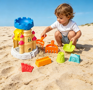 TOMMABO Kit de Juguetes de Arena para Niños, para <span class=keywords><strong>Playa</strong></span> y Exteriores, con Forma de <span class=keywords><strong>Castillo</strong></span> y Reloj de Arena, con Pala y Moldes de Arena, Juguetes Unisex - Product Image 4