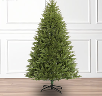 Hochwertiger Verschlüsselter Vollkunststoff-Weihnachtsbaum für Innenräume Luxuriöse Dekoration Metallständer Steckbar Warmweißes Licht 5-10 Fuß