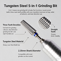 Embout de perceuse à ongles 5-en-1 à rainure droite en carbure de tungstène pour machine à polir les ongles
